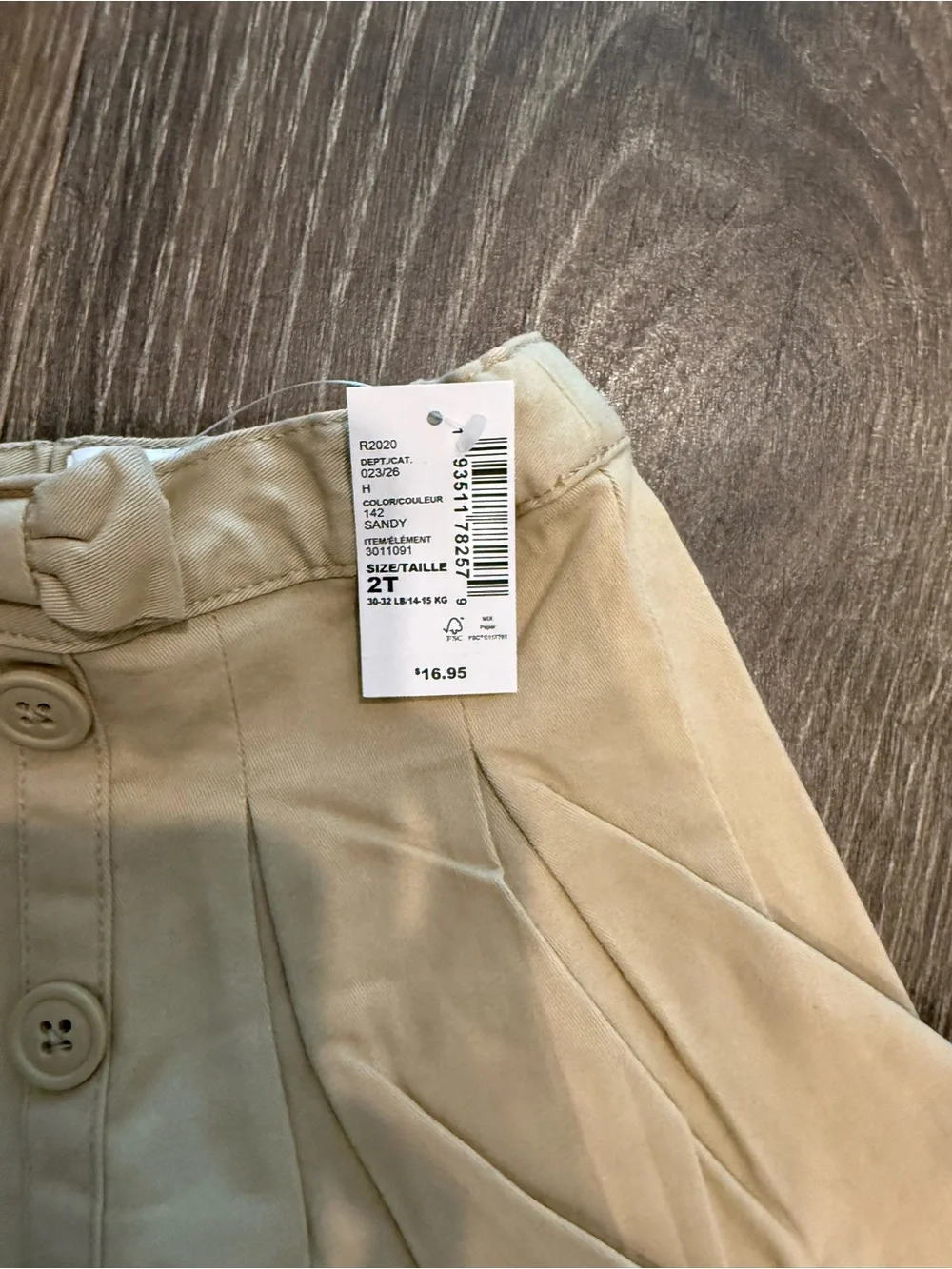 NWT Children’s Place 2T Khaki Button-Front Skirt with Bow Detail - School Unifor